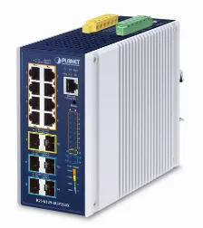 Switch Industrial Capa 3 De 8 Puertos 10/100/1000t Poe 802.3bt, 2 Puertos Sfp 1 G/2.5 G, 4 Puertos Sfp 10g, Instalacia³n En Pared O Puerto Din.