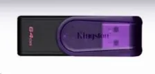 Memoria Usb Kingston Datatraveler Exodia S, 64gb, 3.0 Gen 1, Tapa Giratoria, Morado