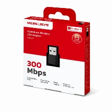 Adaptador De Red Usb N300 Mercusys, 300 Mbps, 2.4 Ghz