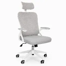 Silla Gerencial Modamob, Modelo Graphite, Reposabrazos, Cabecera Y Respaldo De Malla, Piston De Gas C3 120kg, Color Blanco/gris