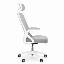 Silla Gerencial Modamob, Modelo Graphite, Reposabrazos, Cabecera Y Respaldo De Malla, Piston De Gas C3 120kg, Color Blanco/gris