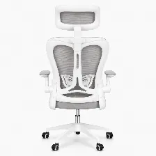 Silla Gerencial Modamob, Modelo Graphite, Reposabrazos, Cabecera Y Respaldo De Malla, Piston De Gas C3 120kg, Color Blanco/gris