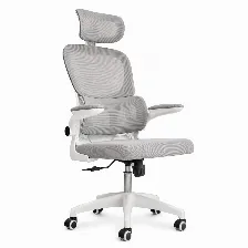 Silla Gerencial Modamob Modelo Polar, Respaldo Y Cabecera De Malla, Piston De Gas C3 120kg, Reposabrazos, Soporte Lumbar, Color Gris.