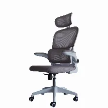 Silla Gerencial Modamob Modelo Polar, Respaldo Y Cabecera De Malla, Piston De Gas C3 120kg, Reposabrazos, Soporte Lumbar, Color Gris.