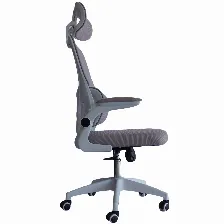 Silla Gerencial Modamob Modelo Polar, Respaldo Y Cabecera De Malla, Piston De Gas C3 120kg, Reposabrazos, Soporte Lumbar, Color Gris, Ligero Dano