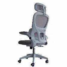 Silla Gerencial Modamob Modelo Polar, Respaldo Y Cabecera De Malla, Piston De Gas C3 120kg, Reposabrazos, Soporte Lumbar, Color Gris, Ligero Dano