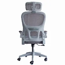 Silla Gerencial Modamob Modelo Polar, Respaldo Y Cabecera De Malla, Piston De Gas C3 120kg, Reposabrazos, Soporte Lumbar, Color Gris, Ligero Dano