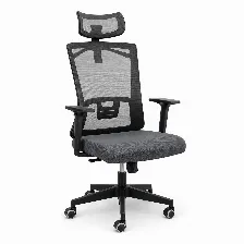 Silla Gerencial Modamob, Modelo Lumin, Reposabrazos, Estrella Aleacion Con 5 Ruedas, Piston De Gas C3 120kg, Perchero En Cabecera, Color Gris/negro
