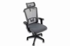 Silla Gerencial Modamob, Modelo Lumin, Reposabrazos, Estrella Aleacion Con 5 Ruedas, Piston De Gas C3 120kg, Perchero En Cabecera, Color Gris/negro