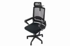 Silla Gerencial Modamob, Modelo Iris, Respaldo Y Cabecera De Malla, Piston De Gas C3 130kg, Reposabrazos, Soporte Lumbar, Color Gris/negro
