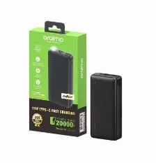 Power Bank Oraimo Traveler 15 20000 Mah, Carga Rapida 15w, Doble Usb-a, Tipo C, Entradas Duales, Linterna Led, Negro.