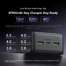 Power Bank Oraimo Powernova, 22.5w, 27000mah, Digital, 2xusb-a/1xusb-c, Negro