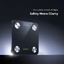 Bascula Inteligente Oraimo Fitscale, 18 Metricas Corporales, Vidrio Templado, Bluetooth, 5-180 Kg, Pantalla Led Oculta.