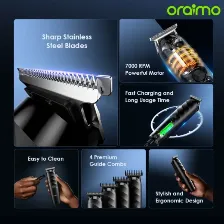 Recortadora Oraimo Smarttrimmer Home, 7000 Rpm, Carga Rapida, 90 Minutos De Uso, 4 Peines Guia, Cuchillas Acero Inoxidable, Diseno Ergonomico