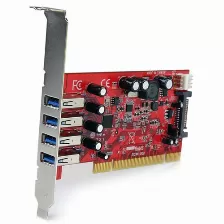 Tarjeta Startech.com Pci, Usb 3.2 Gen 1 (3.1 Gen 1), Rojo