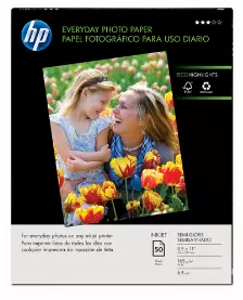 Papel Fotografico Hp Everyday Glossy, 215.90mm X 279.40mm, Paquete Con 50 Hojas, Q8723a