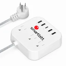 Barra De Contactos Smartbitt Sbss-b3-5u 125 V, 1.5 M, 3 Salidas Ac, Nema 5?15r, Blanco