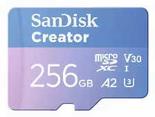 Memoria Micro Sd Sandisk Creator 256 Gb, Velocidad 190 Mb/s, Clase 10