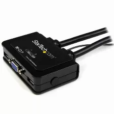Switch Conmutador Kvm Startech.com (sv211usb) 2 Puertos Vga, Alimentado Por Usb, Interruptor Remoto, Color Negro