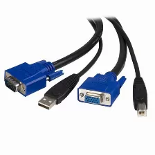 Cable Kvm De 1,8m Todo En Uno Vga Usb A Usb B Hd15 - 6ft Pies 2 En 1, (svusb2n1_6)