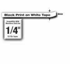 Cinta Brother Tze-211 Negro Sobre Blanco, 6 Mm, 8 M