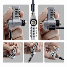 Cable Antirrobo Startech.com Kensington, Nano, Brecha, Noble, Cerradura Con Combinación, Llave, 2 M, Acero, Plástico, Negro, Plata