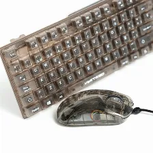 Kit Teclado Y Mouse Perfect Choice V-930723 Usb, Interruptor De Membrana, Retroiluminado, Alámbrico, 7200 Dpi, Transparente