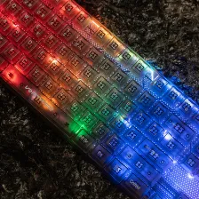 Kit Teclado Y Mouse Perfect Choice V-930723 Usb, Interruptor De Membrana, Retroiluminado, Alámbrico, 7200 Dpi, Transparente