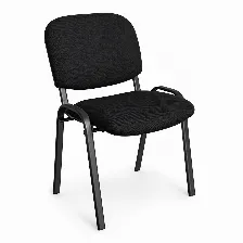 Silla De Visita Modamob, Asiento Y Respaldo Acojinado De Tela, Estructural De Metal, Color Negro