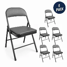 Paquete Con 6 Silla Acojinada Modamob Vc188 Plegable, 45cmx 45cmx88cm, Tubo 22mmx0.8mm, Metalica, Color Negro, 120kg