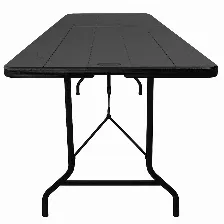 Mesa Plegable Modamob 1.80 Metros, Modelo Lignum 180cm X 76cm X 74cm, Calibre 25mm, Acabado Tipo Mimbre Simula Madera Color Negro